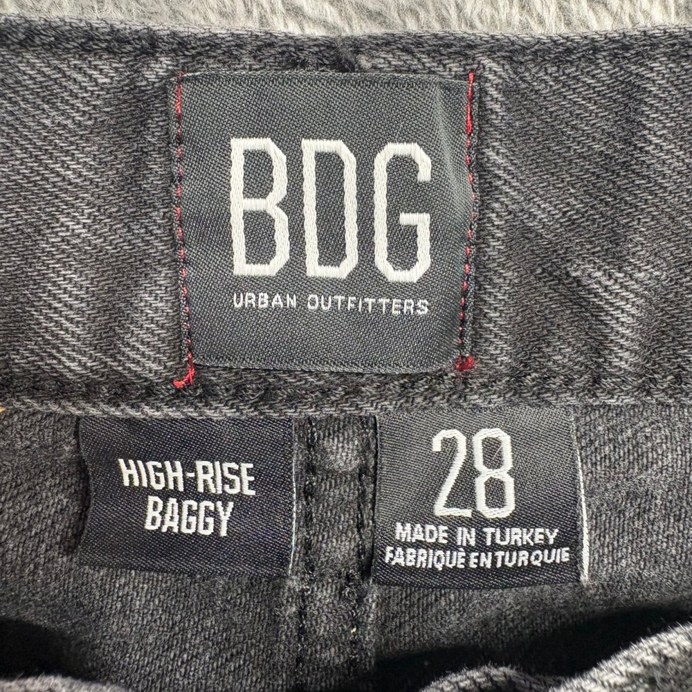 BDG High-Rise Baggy Jeans Women 28 Black Excellent Distressed Ripped Denim - Picture 4 of 13